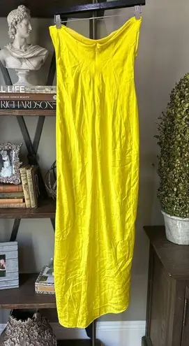 SER.O.YA Dalia Strapless Silk Maxi Dress Citric Womens Size Small Yellow