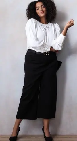 Simply Vera Vera Wang Capri Pants Women Wide Leg Size 10 Black NWT