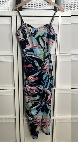 ZARA  Linen Tropical Print Midi Dress