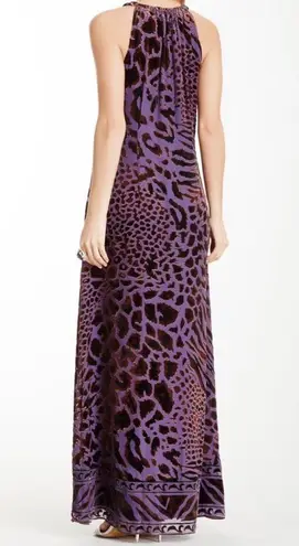 Hale Bob Teal Velvet Mix Silk Sleeveless Maxi Dress