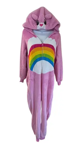 Care Bears Adult Onesie Pajamas Pink With Rainbow Size X-Small