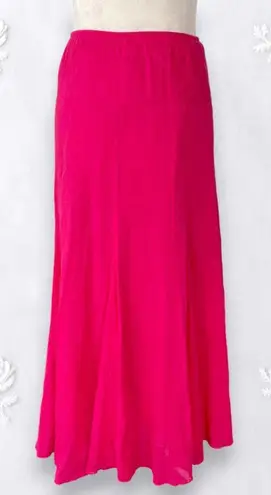 Ruby Road Fairy Coquette Bright Pink Cotton Flowy Full Midi Maxi Skirt 10 / M