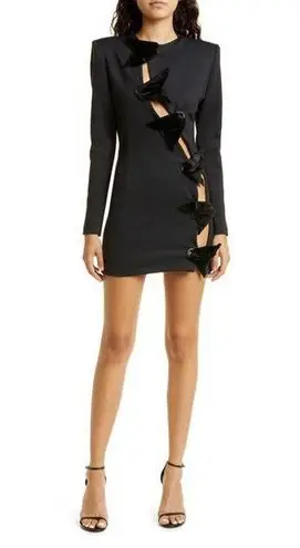 Mother of All Deville Cut Out Velvet Bow Blazer Power Suit Dress Black Medium