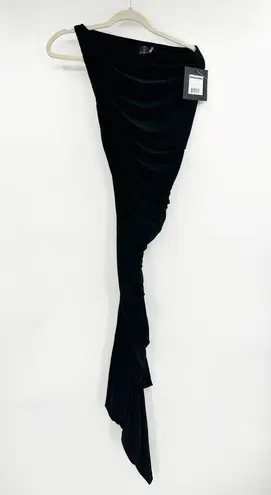 Norma Kamali Diana Black One-Shoulder Ruched Stretch Jersey Gown Size S NWT