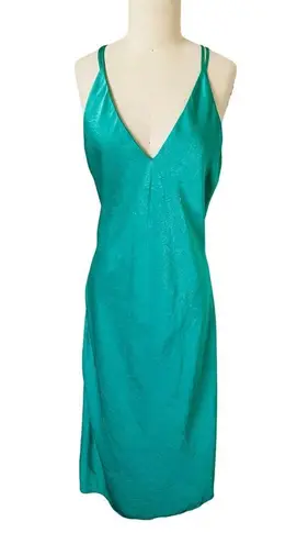 Saunders Emerald Green Satin Slip Midi Dress Size 10