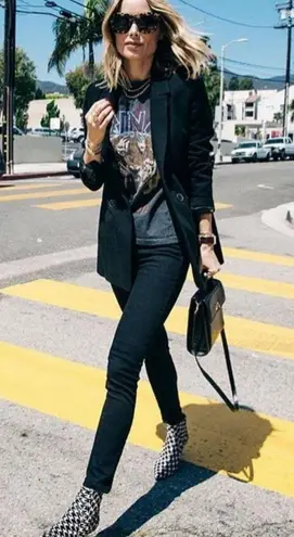 ANINE BING ππ Whitney Calf Hair Ankle Boots ~ Houndstooth Print 37 NWOT