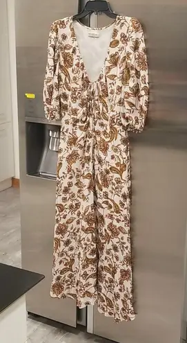 💕NICHOLAS💕 Printed Danielle Dress ~ Ivory Paisley Floral Print US 12 Crepe