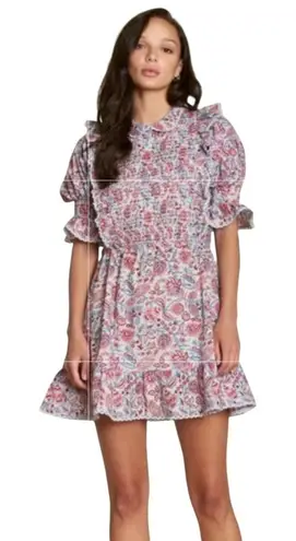 dra Womens M Nomi Puff Sleeve Smocked Dress NEW Blue Size M