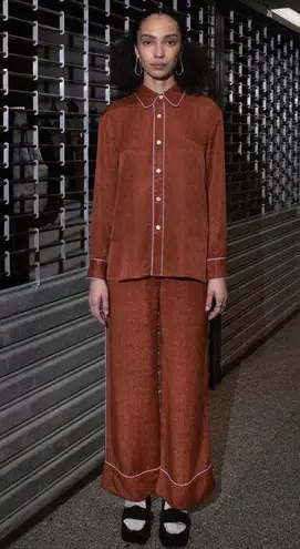 Untitled in Motion Emissus Rust Wide Leg Lounge Pajama Pants Size Medium Orange - Image 2