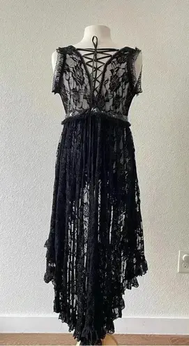 Eva Lady Women's Gothic Punk Lace Over High Low Dress Intimates $120 Size L NWOT Black Size L