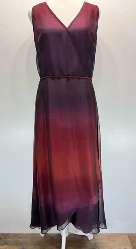 Kay Unger NEW  New York Burgundy to Deep Purple Ombré Sleeveless Wrap Dress Sz 10