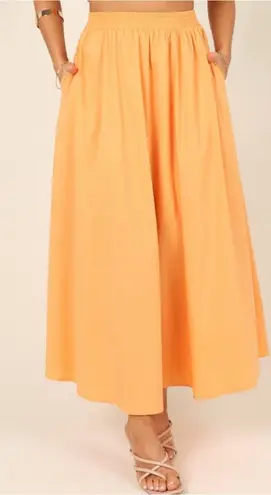 Petal and Pup Skirt SZ Extra Large Melon Orange Midi PullOn Pockets Cotton Stretch - Image 1
