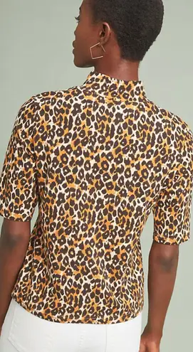 Anthropologie NWT $60  Brown Leopard Short Sleeve Turtleneck S