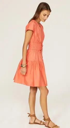 Derek Lam COLLECTIVE Orange Smocked Hourglass Tie Waist Mini Dress Size 44