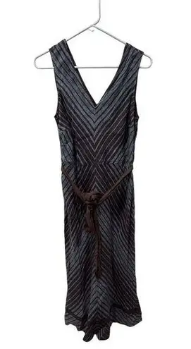 Sundance Catalog Size 8 Allende Dress 100% Linen Midi Brown Gray Sleeveless