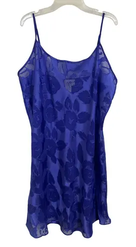 Vtg 90s Inner Most Purple Sheer Floral Slip Dress Size Large Nighty Fairy Grunge