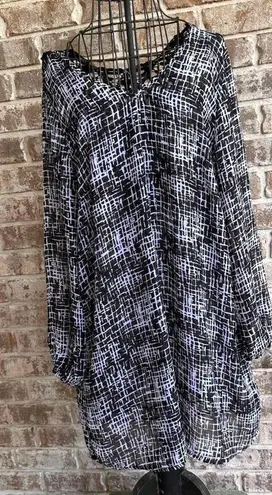 Fifth & Park Tunic Top Large Dress Swimsuit Coverup Black White Abstrac… Size undefined