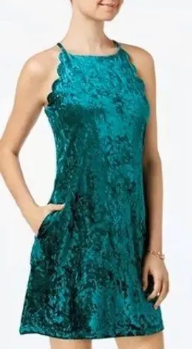 BCX NEW Velvet Dress Teal Dress with side pockets size S