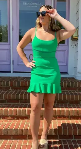 Adelyn Rae Green Shamrock Sheer Panel Mini Dress - / Gianna