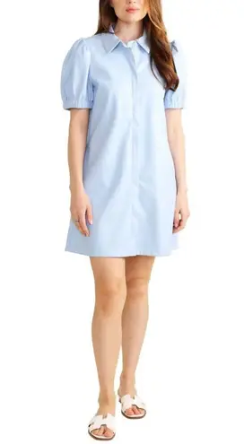 NEW DOLCE CABO Baby Blue Short Sleeve Vegan Leather Dress in Cornflower M $159 Size M