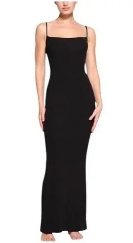 SKIMS Soft Lounge Long Ribbed Slip Dress Onyx size Small NEW
