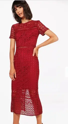 Darity Red Crochet Lace Dress Cocktail Party Formal XS