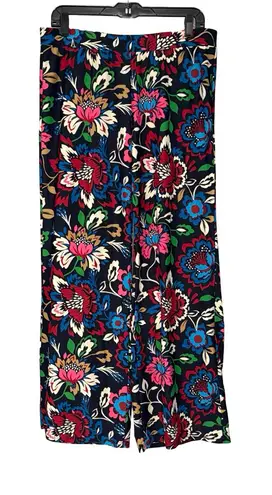 Jude Connally Lucia JC Floral Print Wide Leg Pants, Fall Chintz Navy, Sz M Red Size M