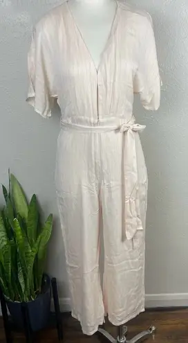 Knot Sisters Cream Gold Shimmer Belted Jumpsuit Women’s M NWT Boho Resort