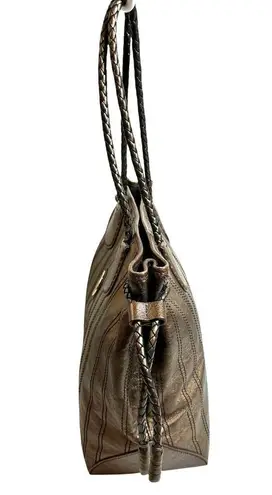 CELINE Authenticated Bronze Metallic Brown Leather Tote Shoulder Bag Carriage