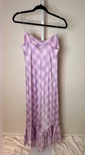 J.Crew  Collection Ruffle-hem Slip Dress Purple Pink Gingham Size 4 BP892 NWOT