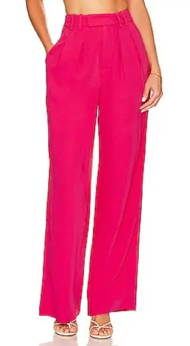 L'Academie Alise Trouser in Fuchsia Pink Size M High Rise Wide Leg NWT