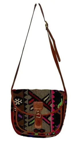 EM MAY Turkish Kilim Wool Handbag Crossbody Messenger Bag Purse Unique Suede Brown