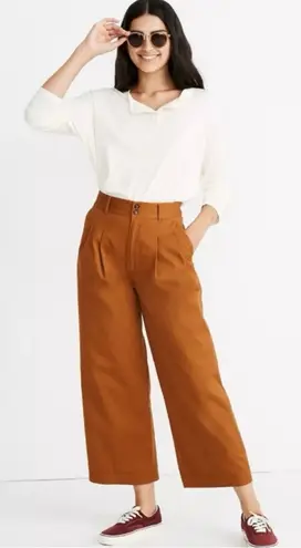 Madewell  Double Front Pleated Wide-Leg Crop Pants in Burnt Sienna Size 2‎