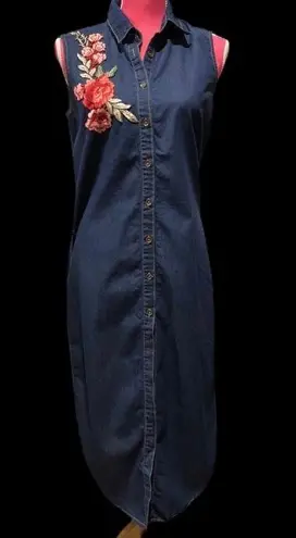 Sleeveless denim blue button up tunic Size S