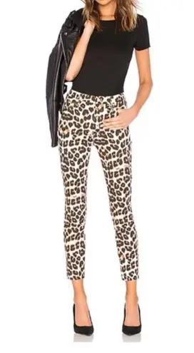 MOTHER Denim High Waisted Looke Ankle Fray In Touch Of The Tiger Size 27 Brown