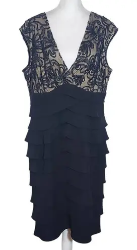 Jessica Howard Black and Nude Cocktail Dress Size 16 Wedding Guest Dress