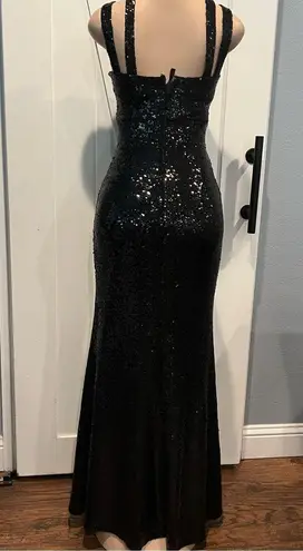 Honey and Rosie Black Sequin sequin small Dress high slit FLAWED