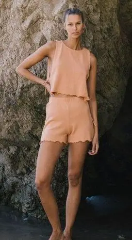 Savannah Morrow Cora Knit Short in Peach Silk Cotton NWT XS Tan
