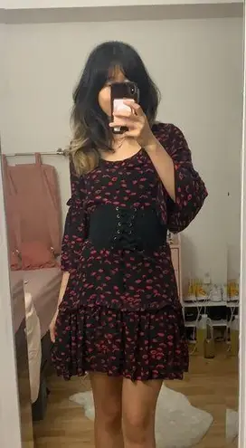 Love moschino silk lips print dress