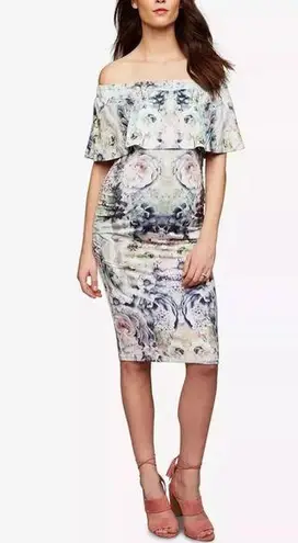 Ripe a pea in the pod maternity floral off the shoulder dress size medium White