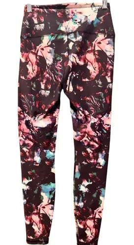 Colorful Leggings Small Floral Abstract Activewear Workout Gym Yogo Pilates Purple