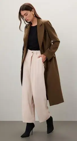 Ba&sh Off-White Crepe Pleated Front Zipper Oxford Style Shen Pants Size US 2