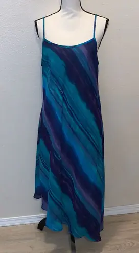 Venezia blue & purple wave pattern maxi night out formal dress Size 14
