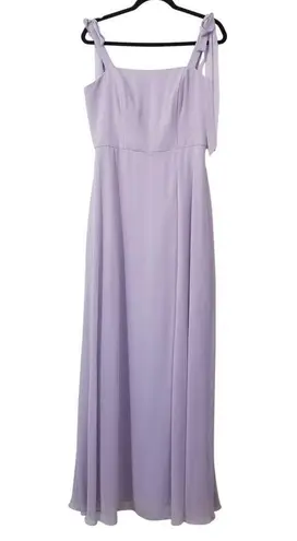 Dessy Collection Vivian Diamond Fit & Flare Long Gown Slit Bridesmaid Wedding Purple Size 10