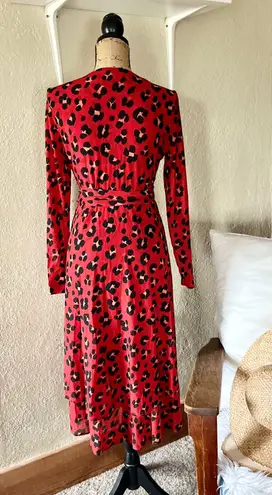 CAbi Siren Wrap Dress Size M #5771 Red leopard