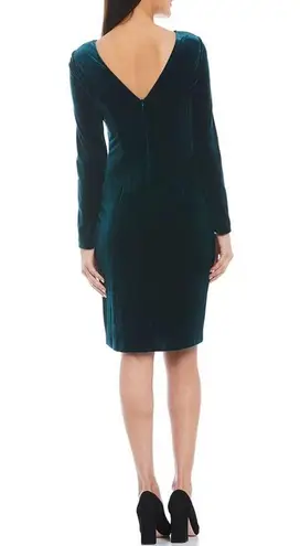 Eliza J Surplice V-Neck Long Sleeve Velvet Ruched Sheath Dress (size 6)