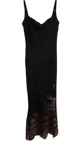 Nicole Bakti for Cache Vintage Black Lace Maxi Dress Women's Size S Formal Long