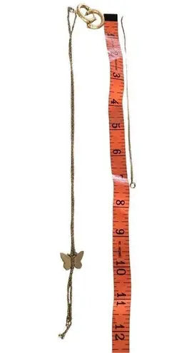 Vintage Dangling Butterfly Pendant Necklace Set Bracelet Hoop Earrings Gold