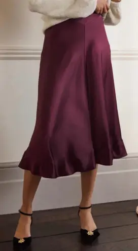 Boden Satin Midi Skirt Burgundy Aubergine Deep Wisteria Wine A line Us 12 Purple