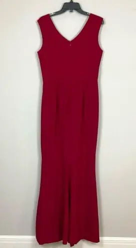 Dress the Population  Red Dress Sleeveless Sandra Crepe Trumpet Gown Sz Lg New